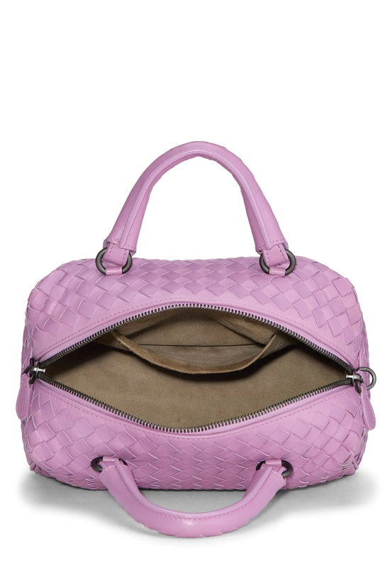 Purple Intrecciato Leather Boston Bag, , large image number 5