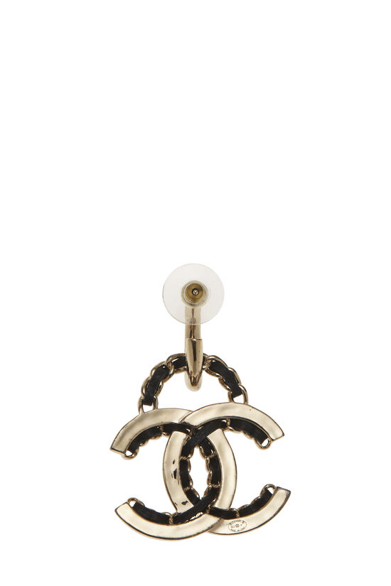 Chanel Gold & Black Woven 'CC' Dangle Earrings Q6JFBW17KB005