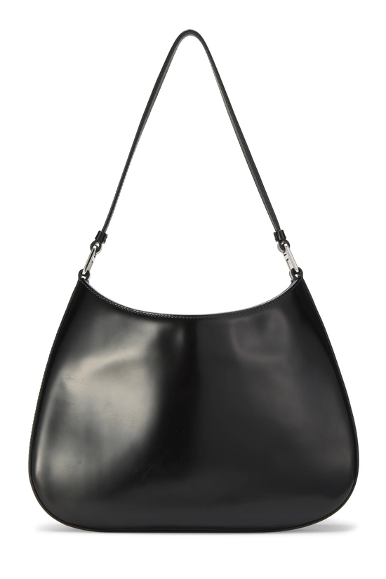 Black Spazzolato Leather Cleo Shoulder Bag, , large image number 3