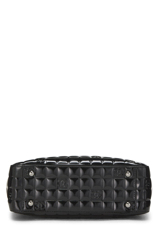 Black Quilted Patent Leather Chocolate Bar Tote, , large image number 4