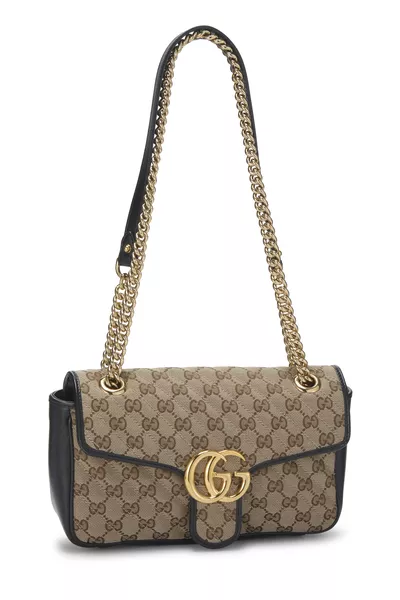 Black Original GG Canvas Marmont Shoulder Bag Small, , large