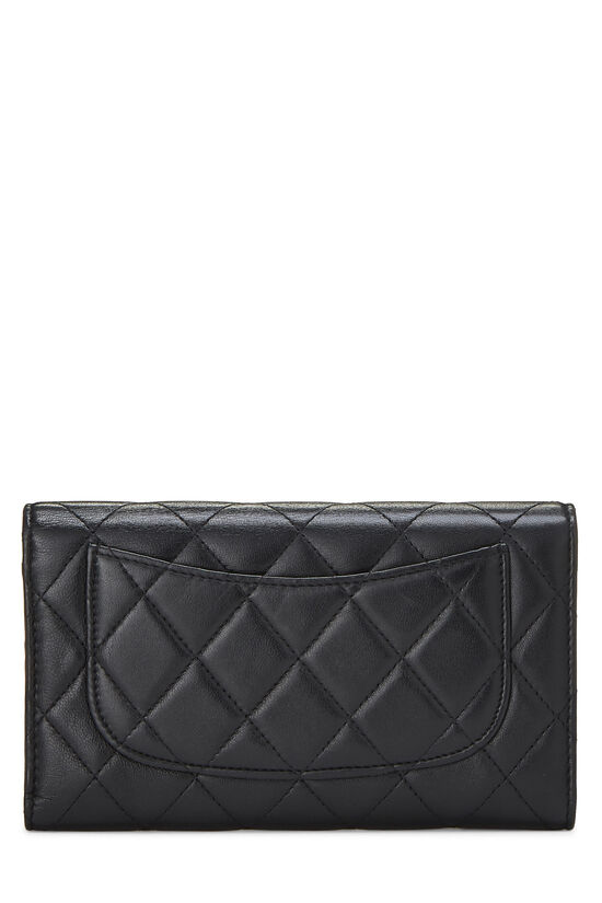 Black Quilted Lambskin Flap Wallet, , large image number 2