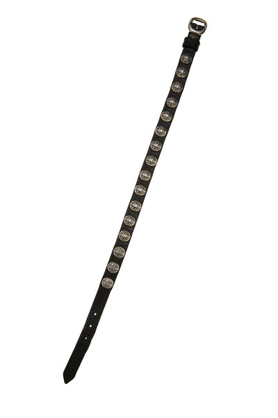Black Leather Dagger Studded Gunslinger Choker, , large