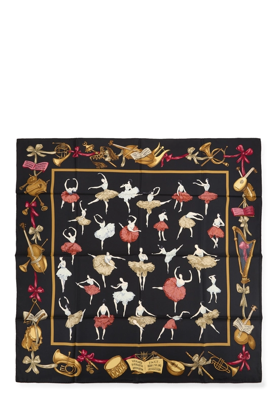 Black & Multicolor 'La Danse' Silk Scarf 90, , large image number 0