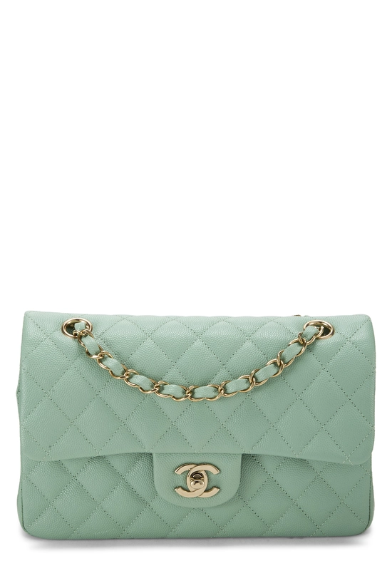 Green Quilted Caviar Classic Double Flap Small, , large image number 0