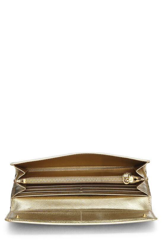 Gold Saffiano Continental Wallet, , large image number 3
