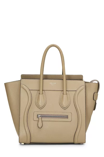 Beige Drummed Calfskin Luggage Micro