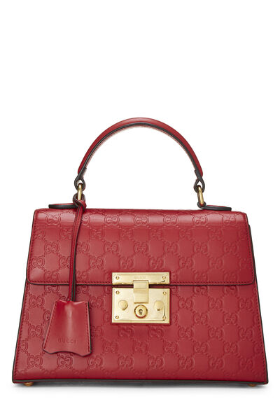 Red Guccissima Padlock Handbag Small