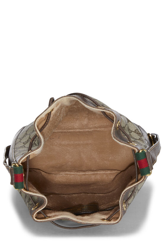 Gucci Vintage Monogram GG Horsebit Accent Shoulder Bag Beige Cloth