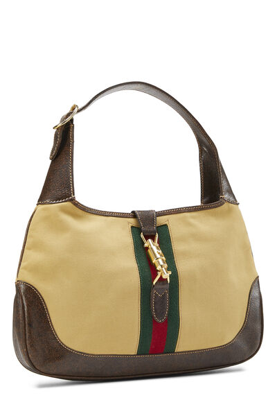 Beige Canvas Web Jackie Hobo, , large