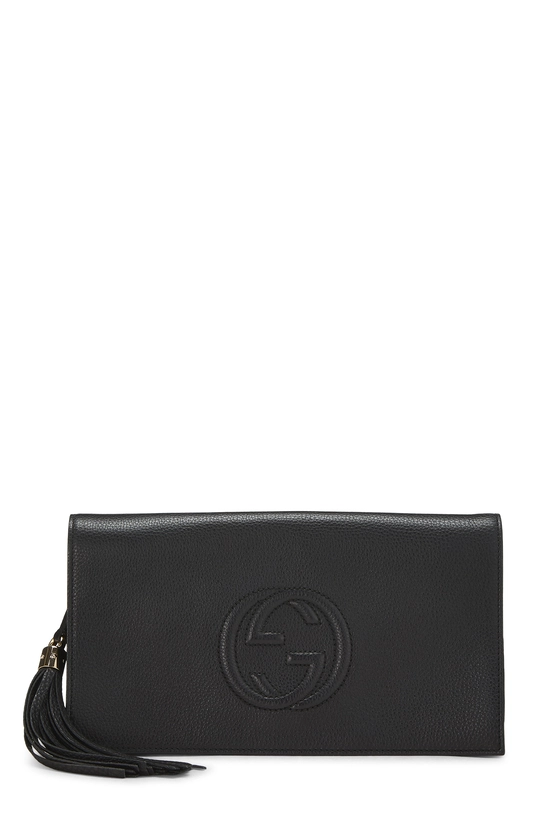 Black Leather Soho Clutch, , large image number 0