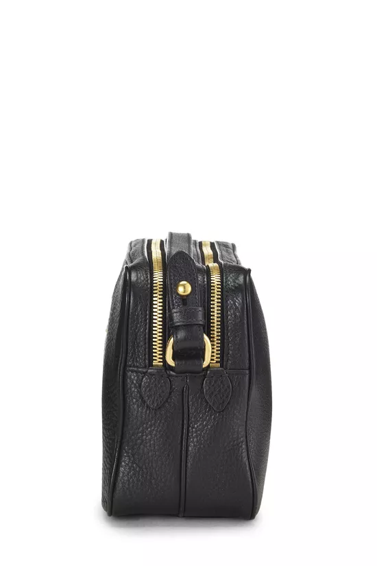 Black Vitello Daino Double Zip Camera Bag, , large image number 2