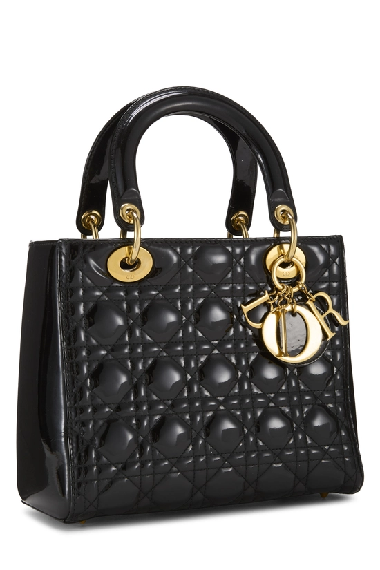 Black Cannage Patent Leather Lady Dior Medium, , large image number 1