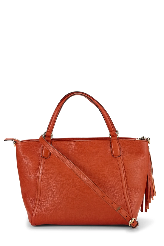 Orange Grained Leather Soho Top Handle Bag, , large image number 3