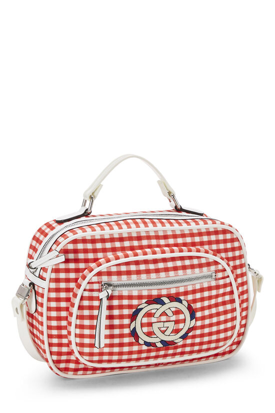 Red & White Gingham Canvas Shoulder Bag, , large image number 2
