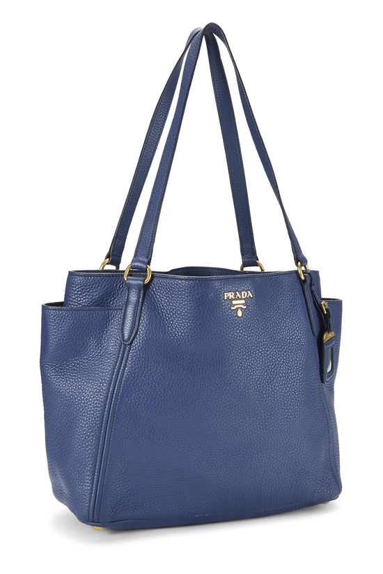Blue Vitello Daino Side Pocket Tote, , large image number 1