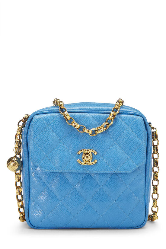 Blue Quilted Caviar Tall Camera Bag Mini, , large image number 1