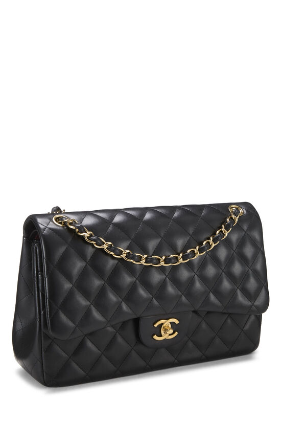 Black Quilted Lambskin New Classic Double Flap Jumbo, , large image number 1