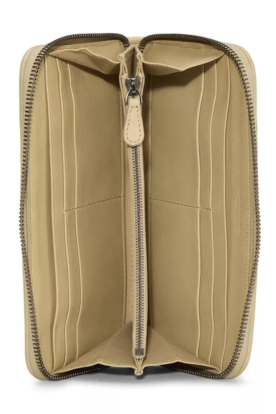 Beige Intrecciato Studded Zip Around Wallet, , large image number 3