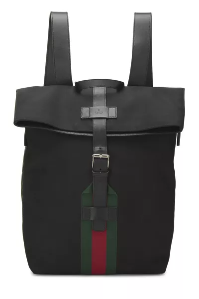 Black Techno Canvas Web Backpack