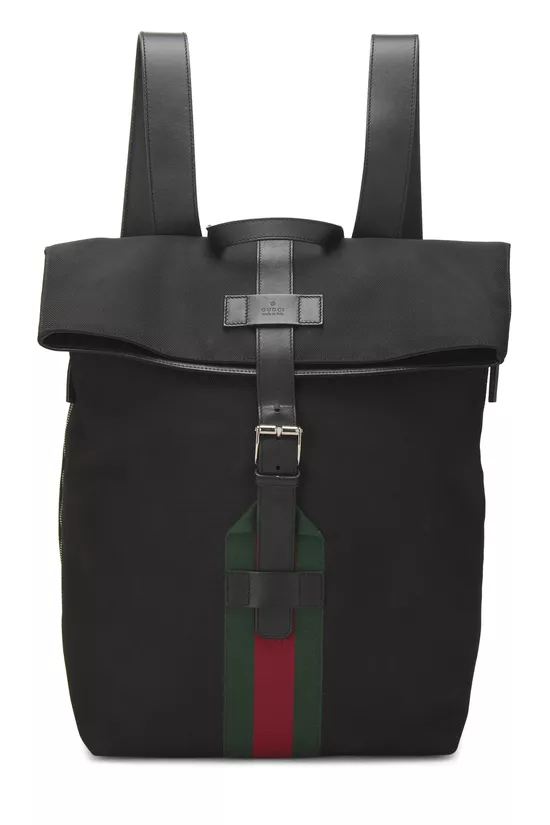 Black Techno Canvas Web Backpack, , large image number 0