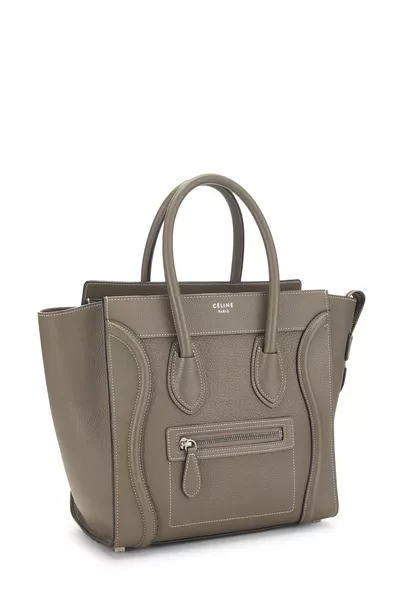 Grey Drummed Calfskin Luggage Micro, , large