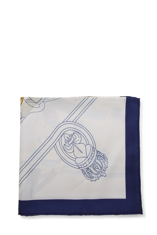 Navy & Multicolor 'Cavalcadour Voltigeur' Silk Scarf 90, , large image number 1