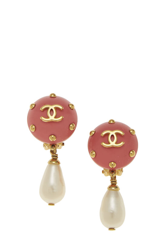 Pink & Faux Pearl Dangle Earring, , large image number 0