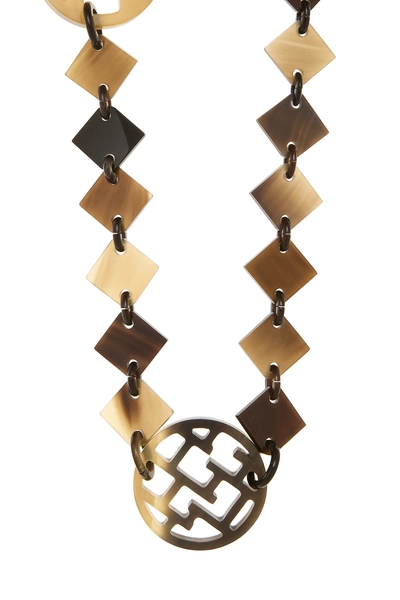 Brown Acrylic Buffalo Horn Lena Necklace, , large