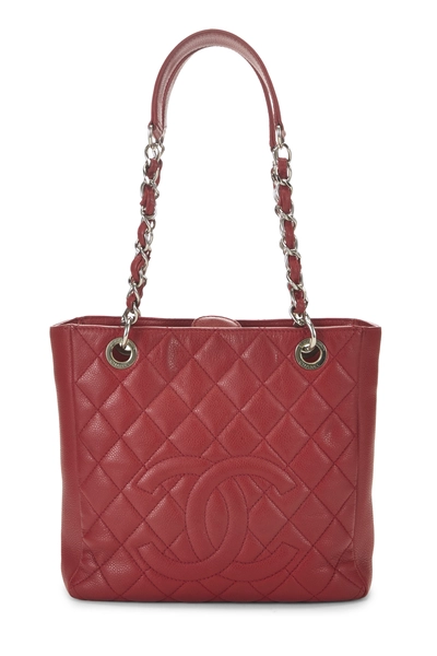 Chanel Red Quilted Caviar Petite Shopping Tote (PST) — photo 1