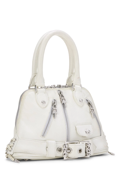 White Leather JJ Dean Top Handle Bag, , large