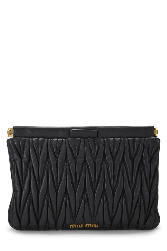 Black Nappa Matelass&eacute; Chain Clutch, , large image number 0