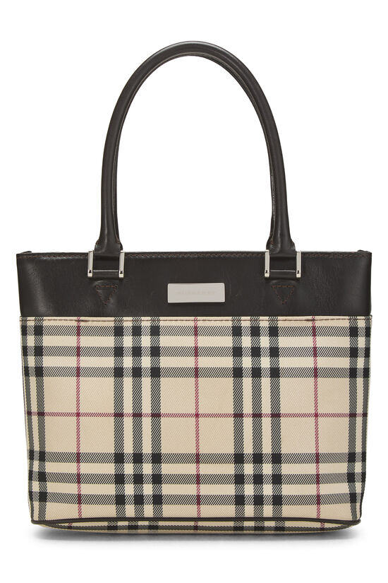 Brown House Check Jacquard Handbag Mini, , large image number 0