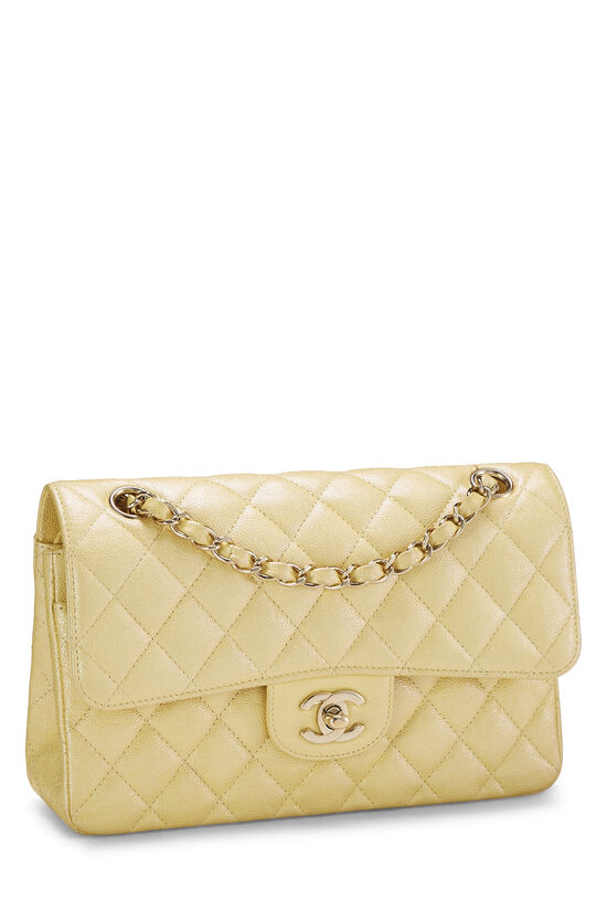 Yellow Iridescent Quilted Caviar Classic Double Flap Small, , large image number 1