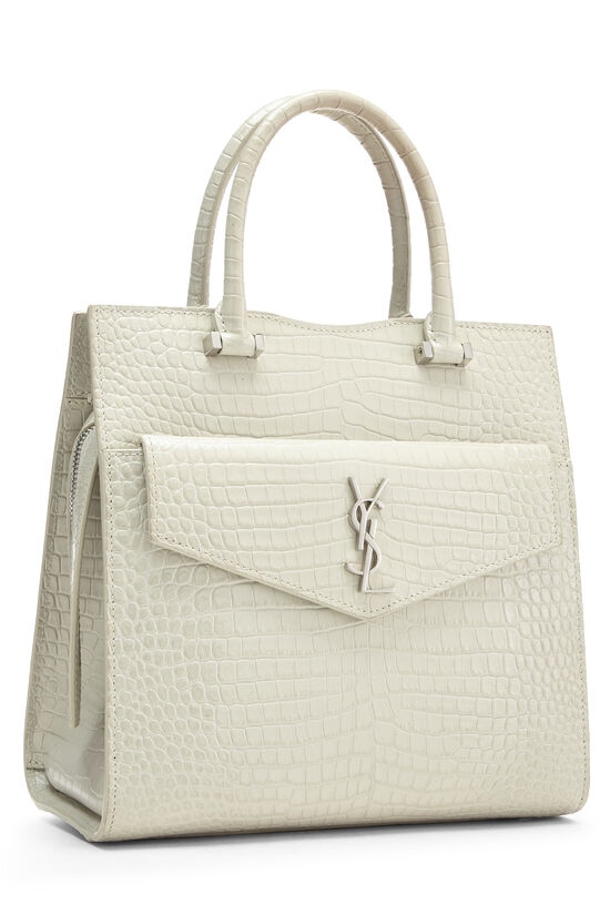 White Embossed Uptown Tote Small, , large image number 2
