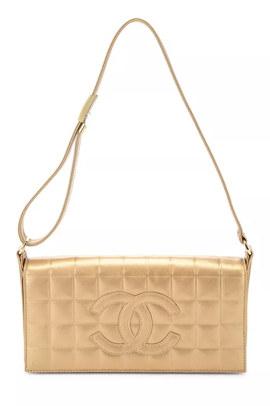 Gold Leather Chocolate Bar Shoulder Bag Medium, , large image number 0