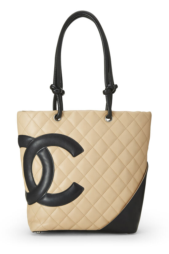 Beige Quilted Calfskin Cambon Tote Small, , large image number 0