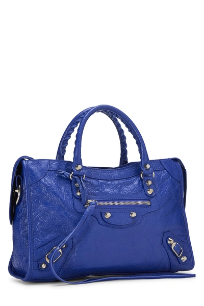 Blue Agneau Classic City Bag Small, , large