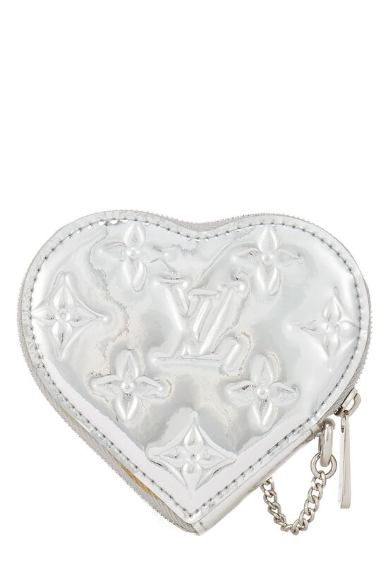Silver Monogram Miroir Heart Coin Purse , , large image number 3