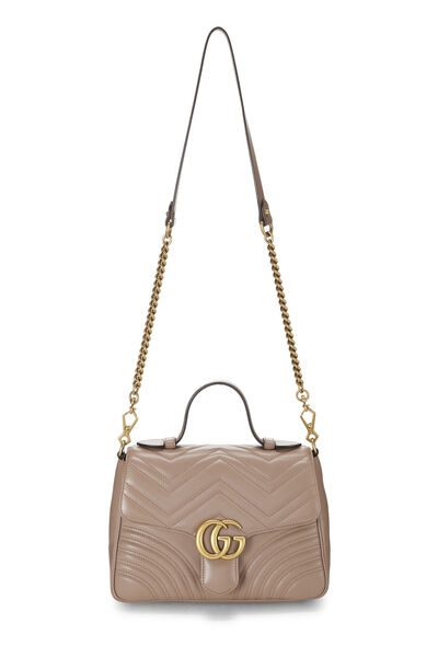 Pink Leather GG Marmont Top Handle Bag Small, , large
