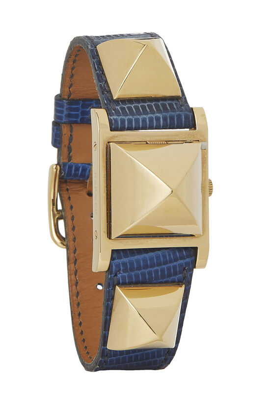 Gold & Blue Leather Medor Watch , , large image number 1