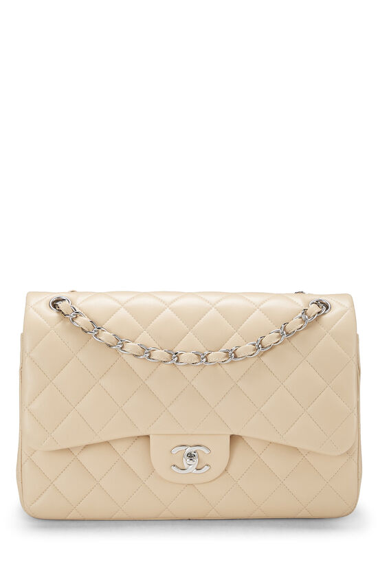 Beige Quilted Lambskin New Classic Double Flap Jumbo, , large image number 0