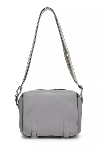 Grey Calfskin Military Messenger XS