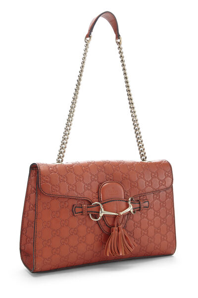 Orange Guccissima Leather Emily Chain Shoulder Bag, , large