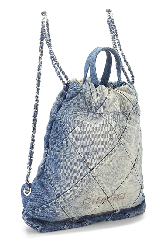 Blue Quilted Denim Chanel 22 Backpack, , large image number 1