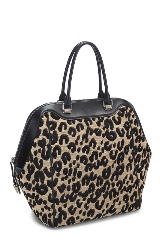 Tan & Black Leopard Chenille Tapestry North-South Tote, , large image number 1
