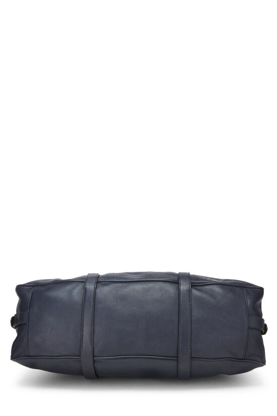 Navy Leather Bauletto Handbag, , large image number 5