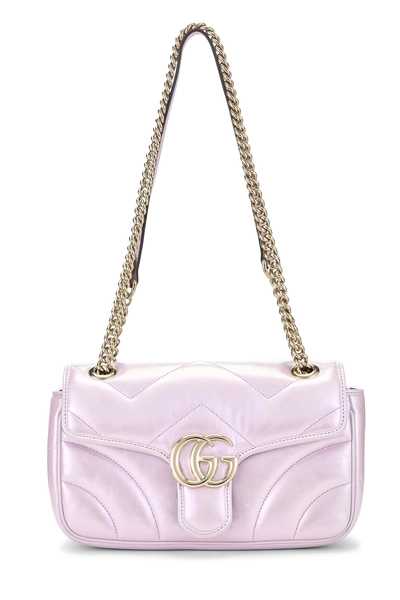 Pink Iridescent Leather GG Marmont Matelass&eacute; Shoulder Bag