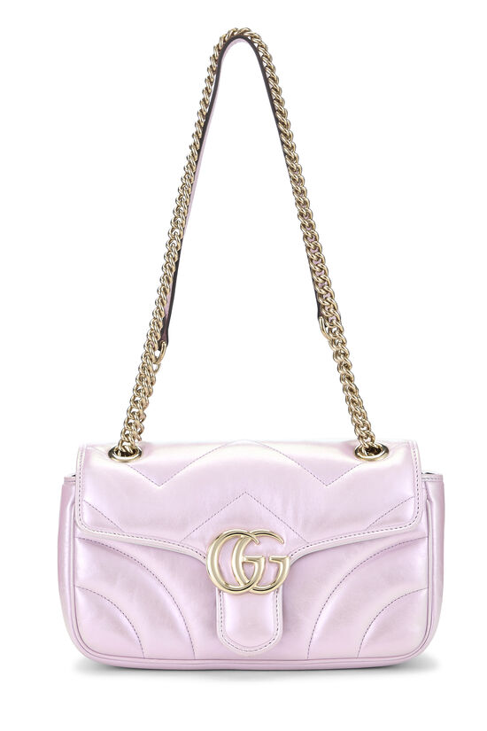 Pink Iridescent Leather GG Marmont Matelass&eacute; Shoulder Bag, , large image number 0
