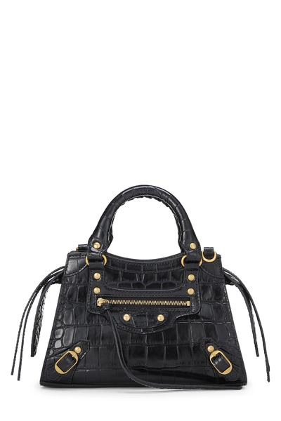 Black Embossed Leather Neo Classic City Mini